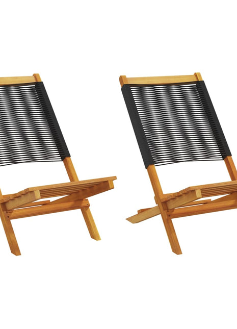 Tuinstoelen 2 st massief acaciahout en polypropeen zwart