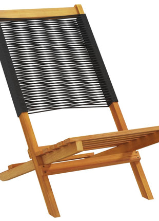Tuinstoelen 2 st massief acaciahout en polypropeen zwart