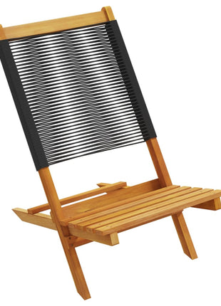 Tuinstoelen 2 st massief acaciahout en polypropeen zwart