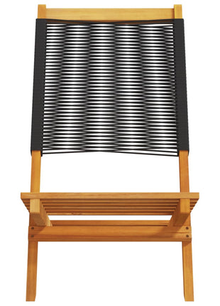 Tuinstoelen 2 st massief acaciahout en polypropeen zwart