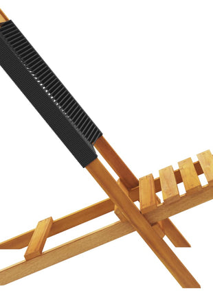 Tuinstoelen 2 st massief acaciahout en polypropeen zwart