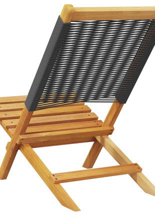 Tuinstoelen 2 st massief acaciahout en polypropeen zwart