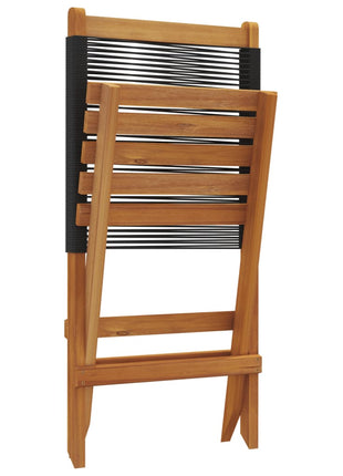 Tuinstoelen 2 st massief acaciahout en polypropeen zwart