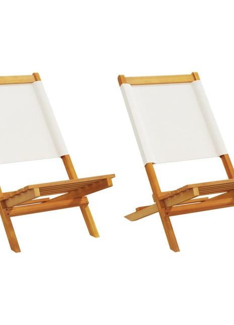 Tuinstoelen 2 st inklapbaar acaciahout en stof crèmewit