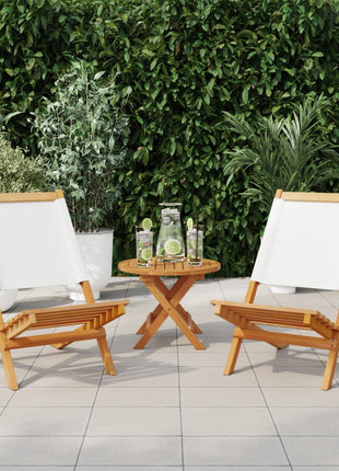 Tuinstoelen 2 st inklapbaar acaciahout en stof crèmewit