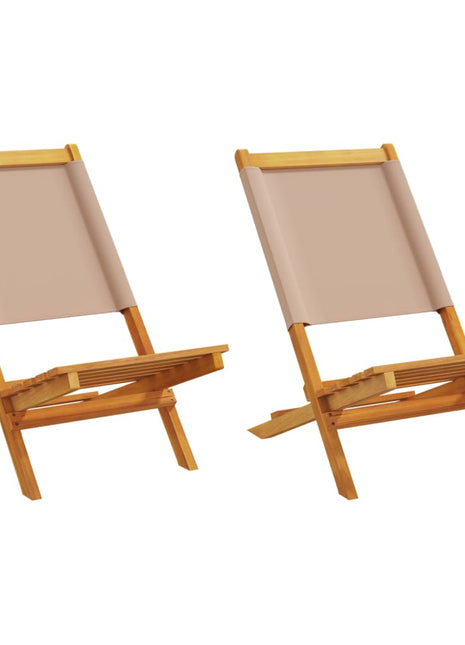 Tuinstoelen 2 st massief acaciahout en stof taupe
