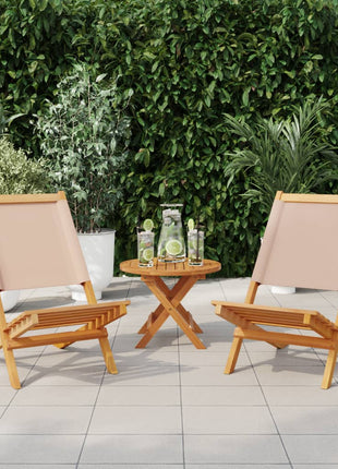 Tuinstoelen 2 st massief acaciahout en stof taupe