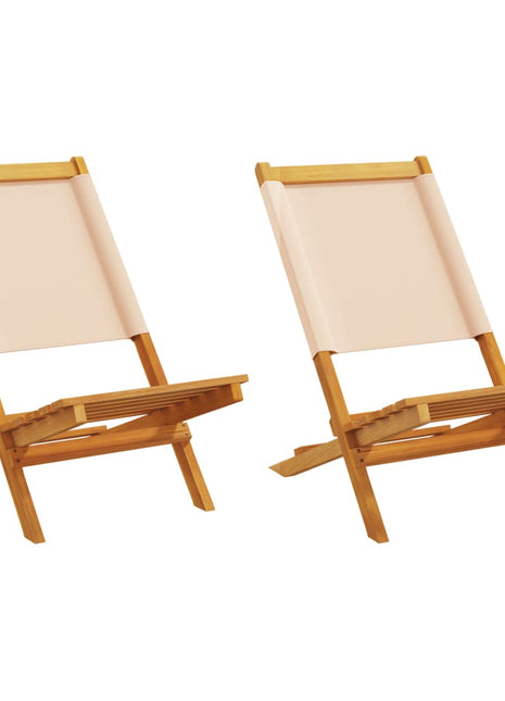 Tuinstoelen 2 st massief acaciahout en stof beige