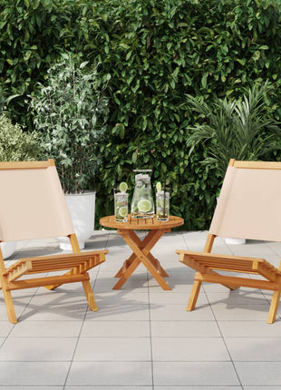 Tuinstoelen 2 st massief acaciahout en stof beige