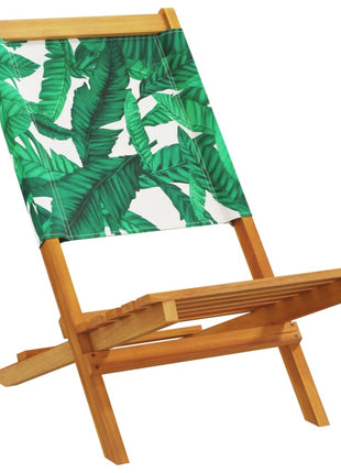 Tuinstoelen 2 st bladpatroon massief acaciahout en stof