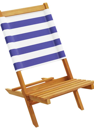 Tuinstoelen 2 st massief acaciahout en stof blauw en wit