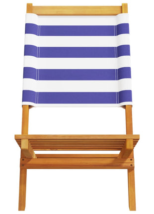 Tuinstoelen 2 st massief acaciahout en stof blauw en wit