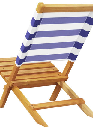 Tuinstoelen 2 st massief acaciahout en stof blauw en wit