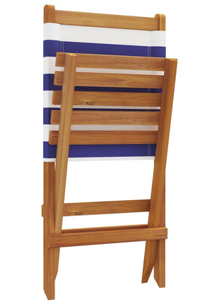 Tuinstoelen 2 st massief acaciahout en stof blauw en wit