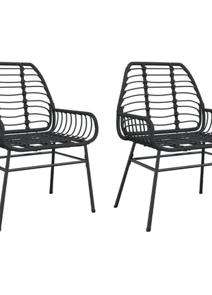 Tuinstoelen 2 st poly rattan zwart