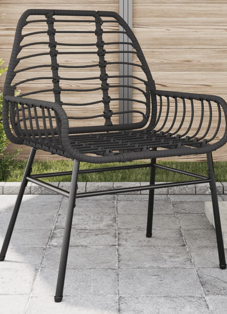 Tuinstoelen 2 st poly rattan zwart