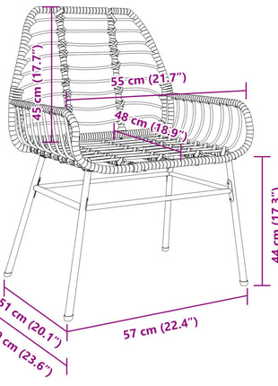 Tuinstoel bruin poly rattan 2 st