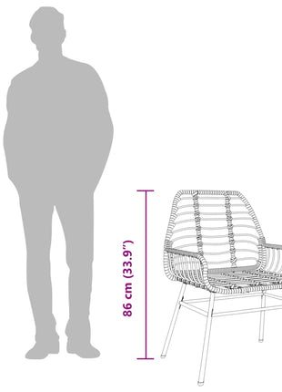 Tuinstoel bruin poly rattan 2 st