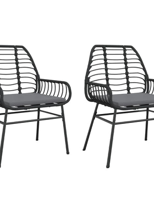 Tuinstoelen 2 st met kussens poly rattan zwart