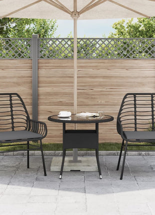 Tuinstoelen 2 st met kussens poly rattan zwart