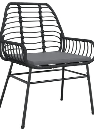 Tuinstoelen 2 st met kussens poly rattan zwart