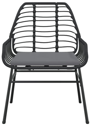 Tuinstoelen 2 st met kussens poly rattan zwart