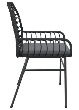 Tuinstoelen 2 st met kussens poly rattan zwart