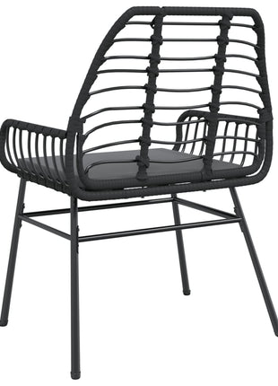 Tuinstoelen 2 st met kussens poly rattan zwart