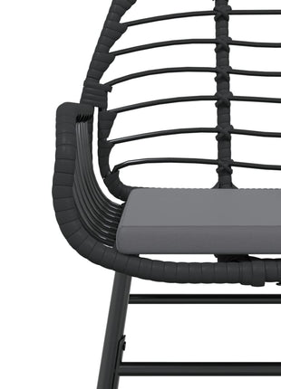 Tuinstoelen 2 st met kussens poly rattan zwart