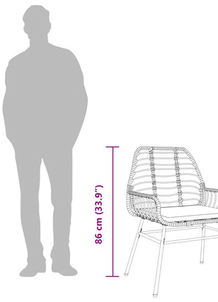Tuinstoelen 2 st met kussens poly rattan zwart