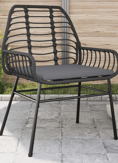 Tuinstoelen 2 st met kussens poly rattan zwart
