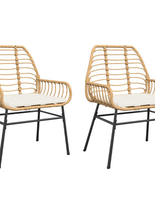 Tuinstoelen 2 st met kussens poly rattan bruin