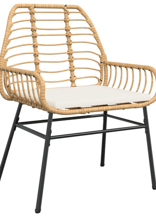 Tuinstoelen 2 st met kussens poly rattan bruin