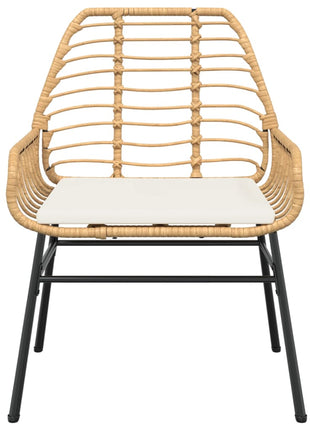 Tuinstoelen 2 st met kussens poly rattan bruin