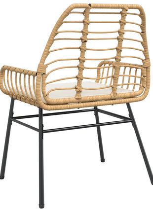 Tuinstoelen 2 st met kussens poly rattan bruin