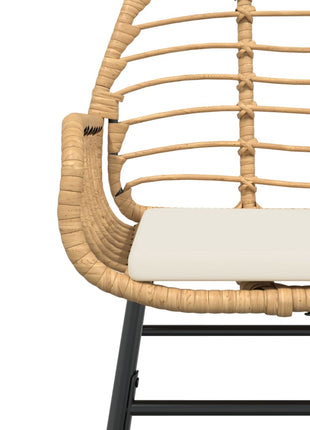 Tuinstoelen 2 st met kussens poly rattan bruin