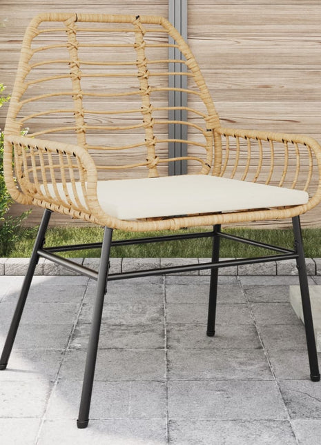 Tuinstoelen 2 st met kussens poly rattan bruin
