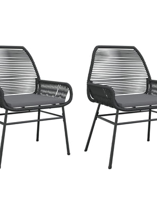 Tuinstoelen 2 st met kussens poly rattan zwart