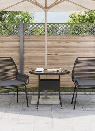 Tuinstoelen 2 st met kussens poly rattan zwart