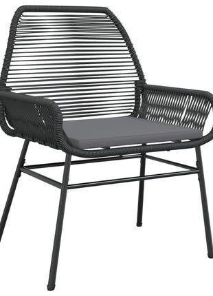 Tuinstoelen 2 st met kussens poly rattan zwart