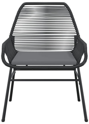 Tuinstoelen 2 st met kussens poly rattan zwart