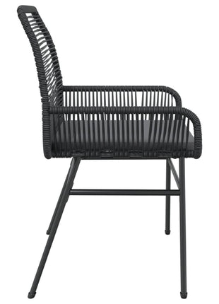 Tuinstoelen 2 st met kussens poly rattan zwart