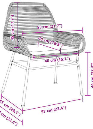 Tuinstoelen 2 st met kussens poly rattan zwart