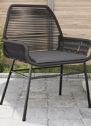 Tuinstoelen 2 st met kussens poly rattan zwart
