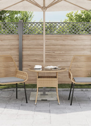 Tuinstoelen 2 st met kussens poly rattan bruin