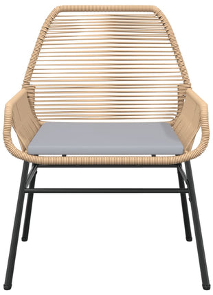 Tuinstoelen 2 st met kussens poly rattan bruin
