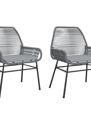 Tuinstoelen 2 st met kussens poly rattan grijs
