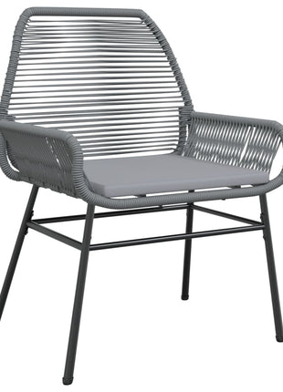 Tuinstoelen 2 st met kussens poly rattan grijs