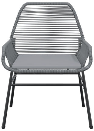 Tuinstoelen 2 st met kussens poly rattan grijs