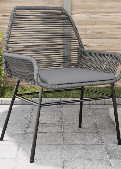 Tuinstoelen 2 st met kussens poly rattan grijs